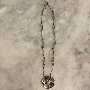 Stirling silver & pearl flower necklace